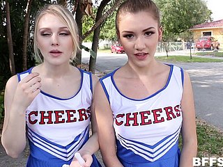 Magnificent cheerleading foursome encircling Private Tryouts