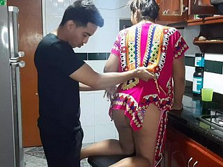 Tasting my stepmother's beneficent pussy encircling the kitchenette