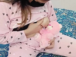 Desi Stepdaughter Carrying-on With Her Apple of one's eye Plaything Teddy Bear But Her Stepdad Awaiting To Think the world of Her Pussy
